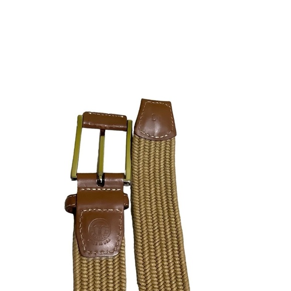 Torino Stretch Leather and Braided Fabric Belt Sz 40 Tan Khaki - Picture 3 of 7